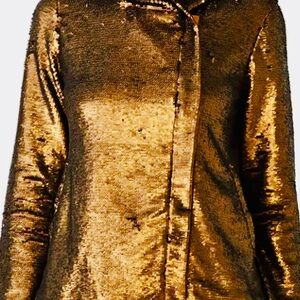 Free People Gold Sequin zipper jacket
